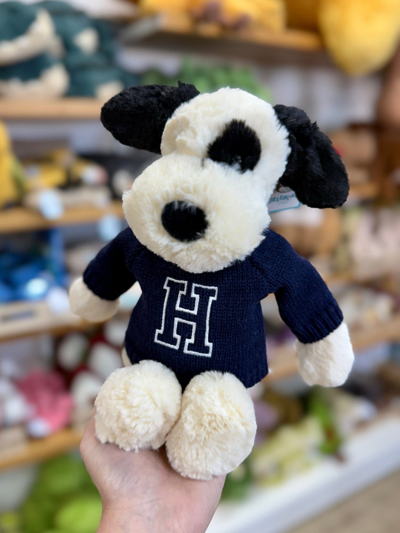 Knitted Jumper Navy - With Personalised Varsity Initial | Fits Medium Bashful Jellycat (JUMPER ONLY) Cherrie Baby Boutique 