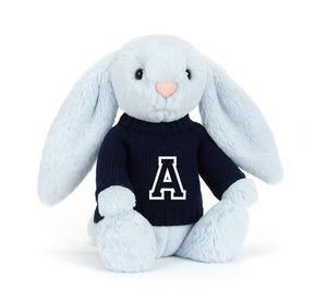Knitted Jumper Navy - With Personalised Varsity Initial | Fits Medium Bashful Jellycat (JUMPER ONLY)