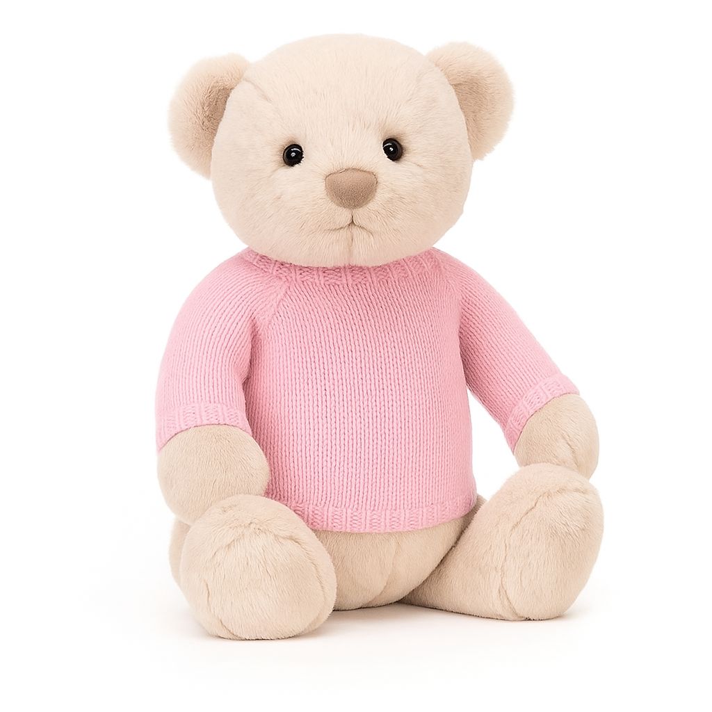 Knitted Jumper Pink - With Optional Personalised Name | Fits Medium Soft Toy (JUMPER ONLY) Cherrie Baby Boutique 
