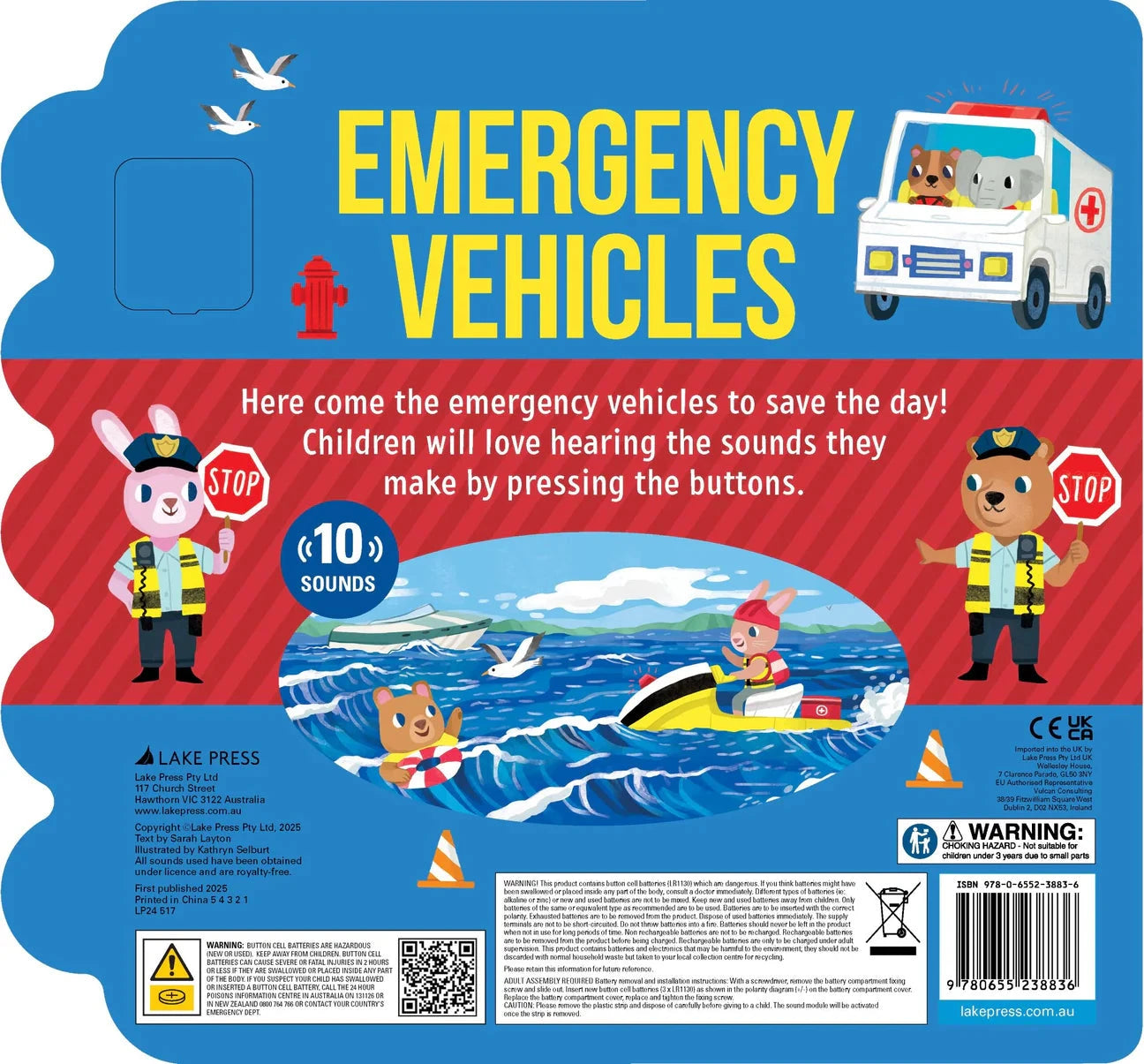 Lake Press - 10-button Sound Book | Emergency Vehicles Books Lake Press 