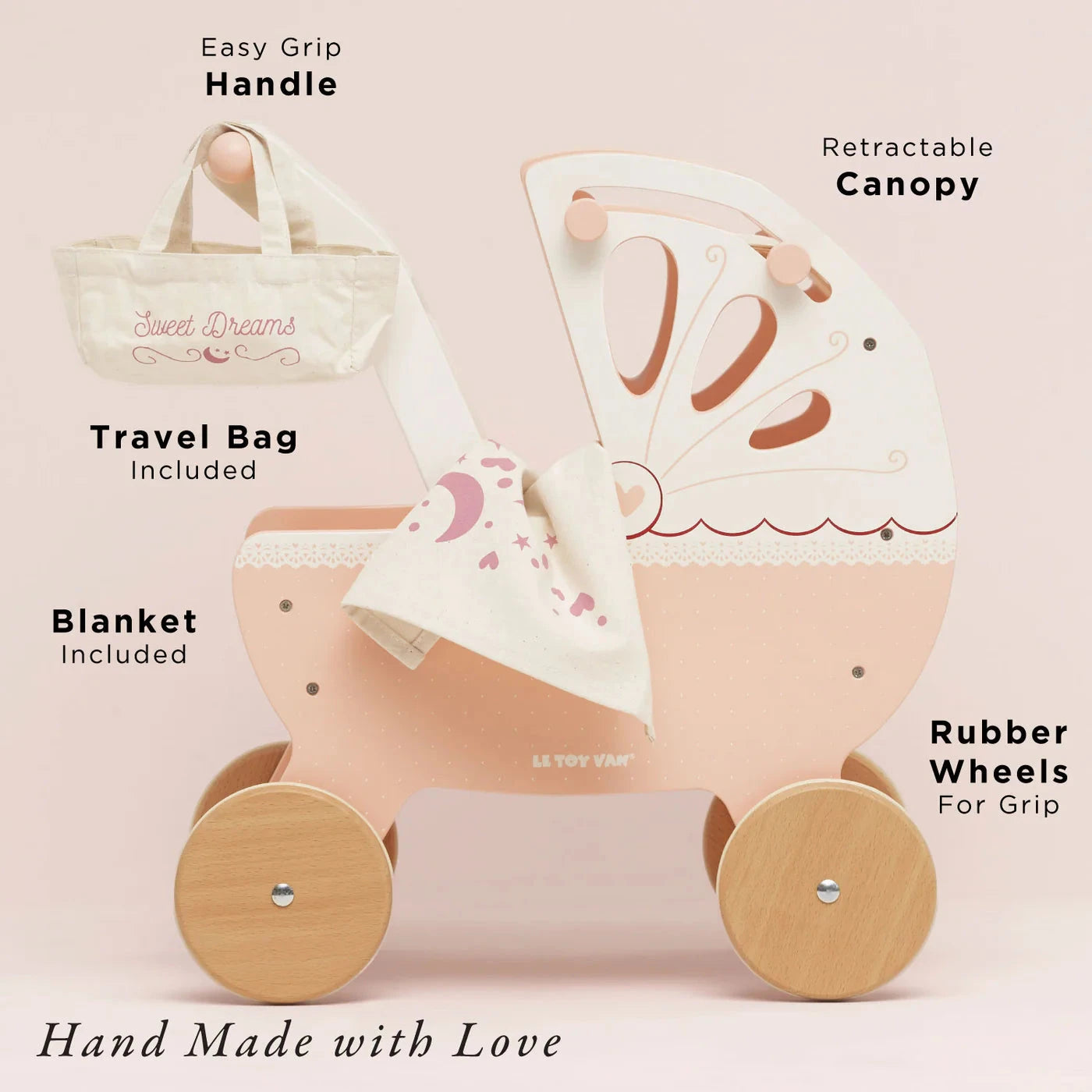 Le Toy Van - Retro Wooden Doll Pram Doll Accessories Le Toy Van 