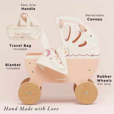 Le Toy Van - Retro Wooden Doll Pram Doll Accessories Le Toy Van 