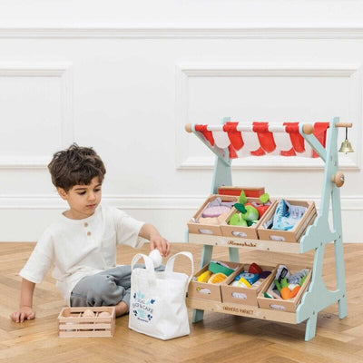 Le Toy Van - Wooden Market Stall & Play Food Crate Bundle Playsets Le Toy Van 