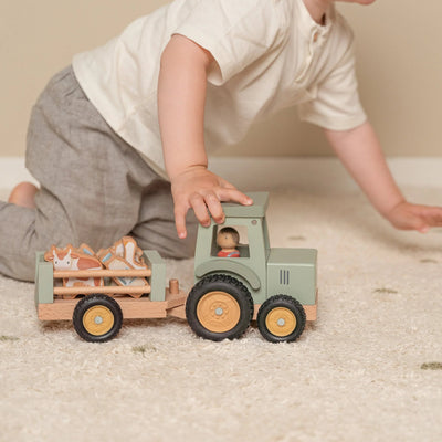 Little Dutch - Little Farm Tractor With Trailer Wooden Toy Little Dutch 