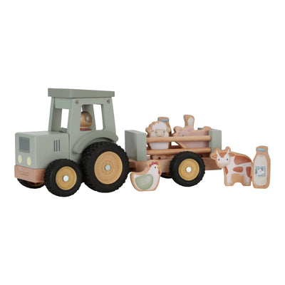 Little Dutch - Little Farm Tractor With Trailer Wooden Toy Little Dutch 