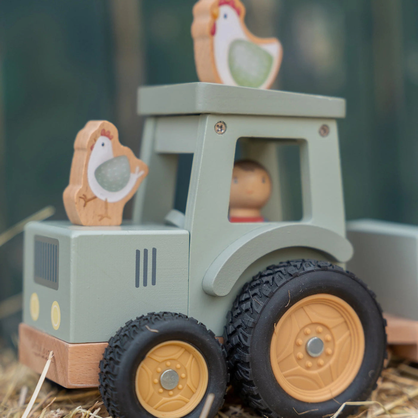 Little Dutch - Little Farm Tractor With Trailer Wooden Toy Little Dutch 