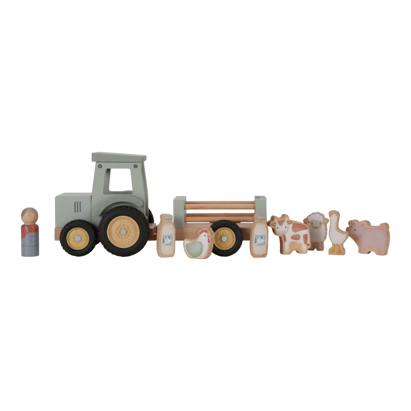 Little Dutch - Little Farm Tractor With Trailer Wooden Toy Little Dutch 