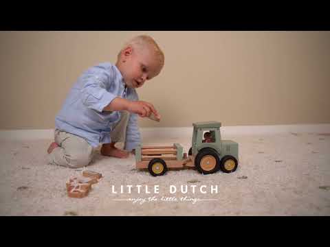 Little Dutch - Little Farm Tractor With Trailer Wooden Toy Little Dutch 