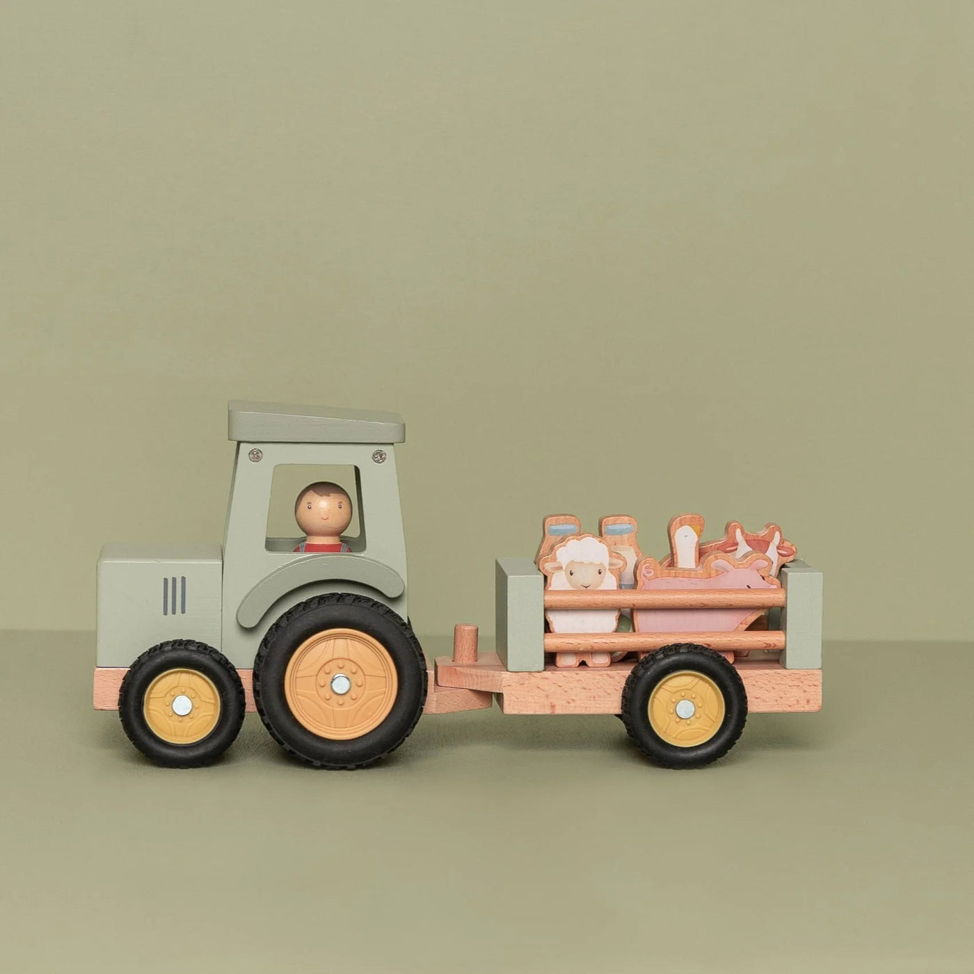 Little Dutch - Little Farm Tractor With Trailer Wooden Toy Little Dutch 