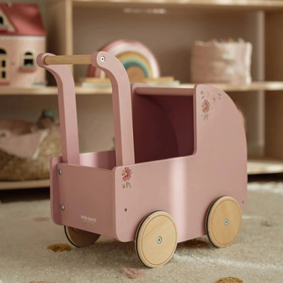 Little Dutch - Wooden Doll Pram with Textiles | Pink Doll Accessories Little Dutch 