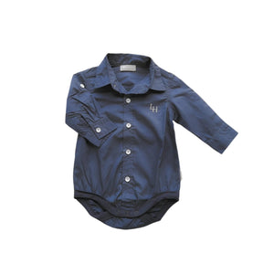 Love Henry - Baby Boys Dress Shirt Romper | Navy