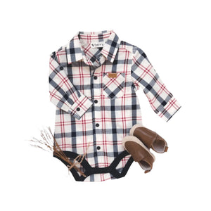 Love Henry - Baby Boys Dress Shirt Romper - Plaid