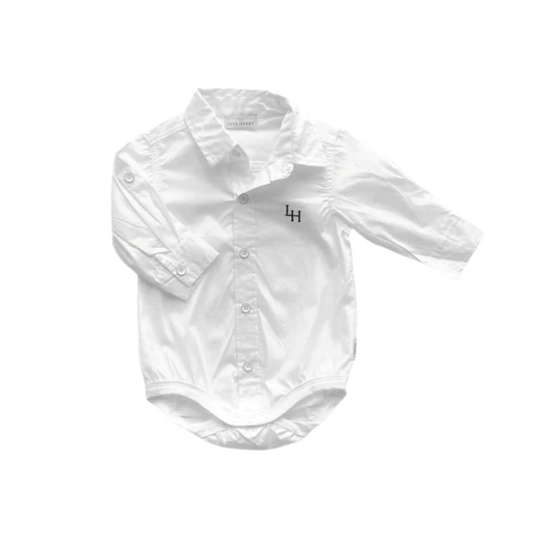 infant white dress shirt Little Things Mean A Lot Unisex Baby Poly Cotton Button Up Bodysuit Romper w/Collar-NB: Clothing, Shoes & Jewelry Button front Button cuffs Baby girl short-sleeved T-shirt -