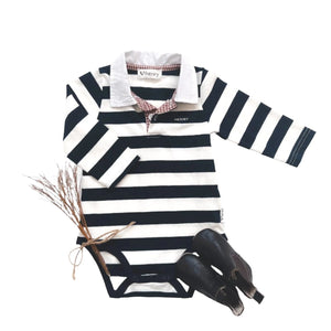 Love Henry - Baby Boys Freddie Polo Romper - Navy Stripe