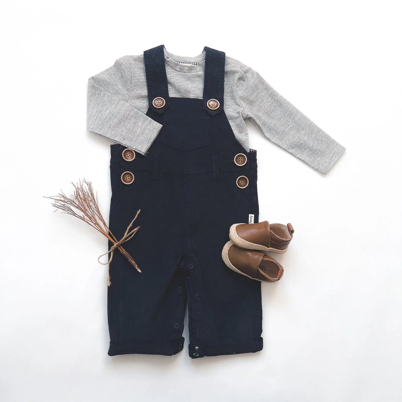 Love Henry Baby Boys Roy Dungaree - Navy Corduroy Overalls Love Henry 