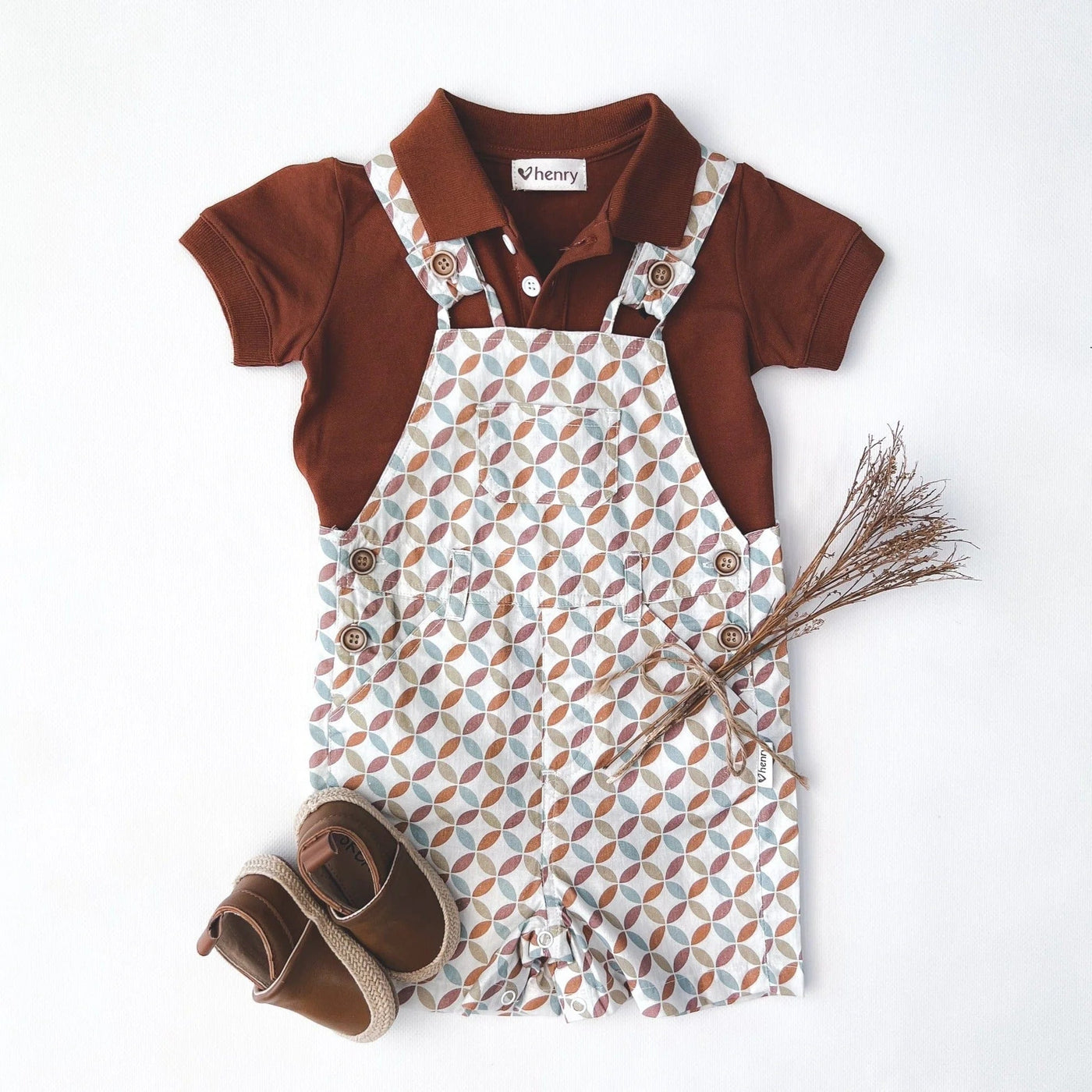 Love Henry Baby Boys Roy Dungaree - Vintage Kaleido Overalls Love Henry 