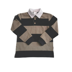 Love Henry - Boys Freddie Rugby Polo Olive Stripe