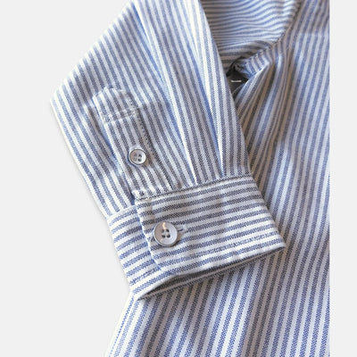 Love Henry - Boys Oxford Dress Shirt | Navy Pinestripe Long Sleeve Shirt Love Henry 