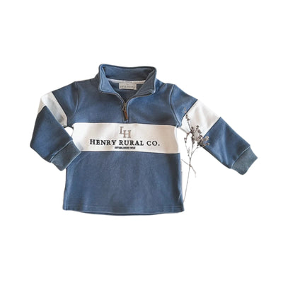 Love Henry - Boys Rural Co Sweater | Blue/White Jumper Love Henry 