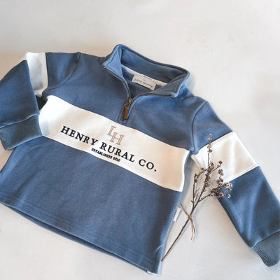 Love Henry - Boys Rural Co Sweater | Blue/White Jumper Love Henry 