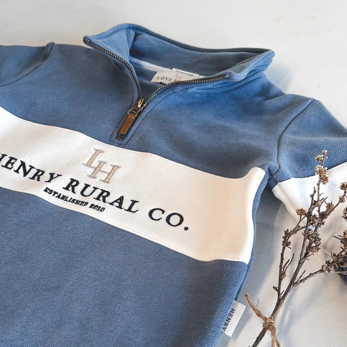 Love Henry - Boys Rural Co Sweater | Blue/White Jumper Love Henry 