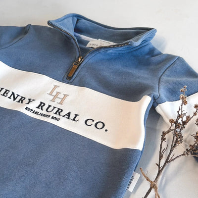 Love Henry - Boys Rural Co Sweater | Blue/White Jumper Love Henry 