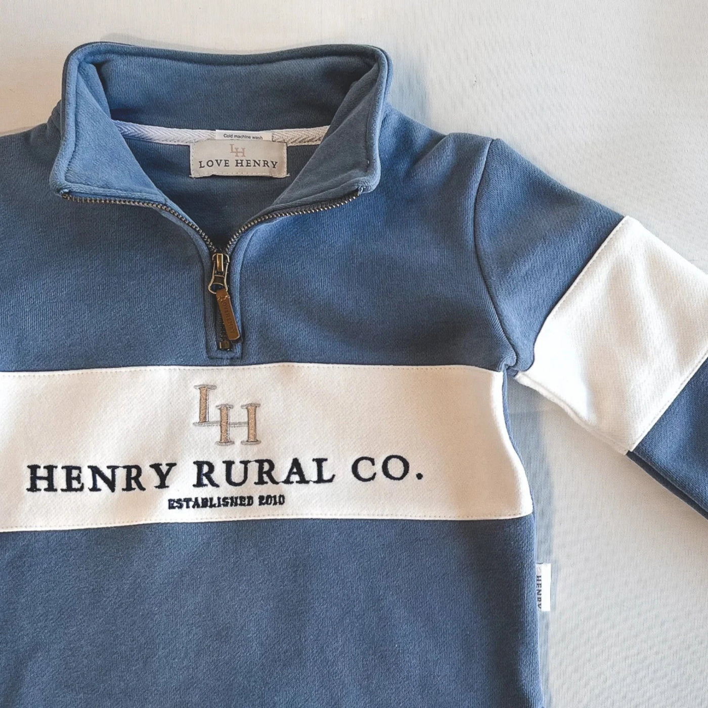 Love Henry - Boys Rural Co Sweater | Blue/White Jumper Love Henry 