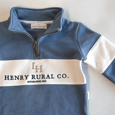 Love Henry - Boys Rural Co Sweater | Blue/White Jumper Love Henry 