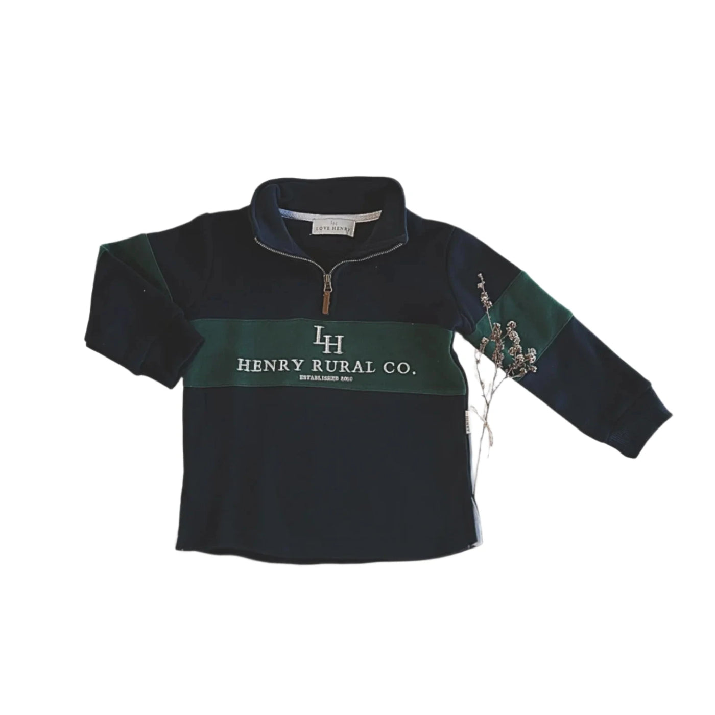 Love Henry - Boys Rural Co Sweater | Navy/Green Jumper Love Henry 