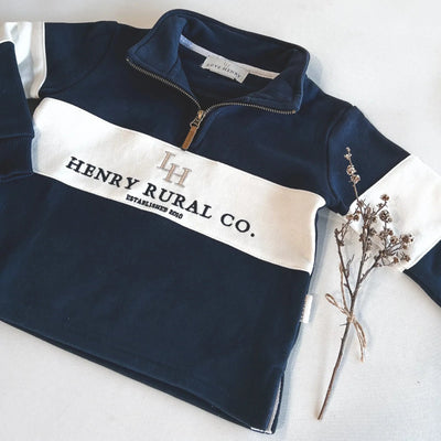Love Henry - Boys Rural Co Sweater | Navy/White Jumper Love Henry 