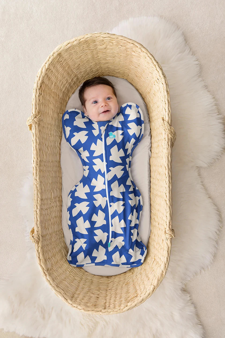 Love To Dream - Stretch Cotton Swaddle UP 1.0 TOG | Cobalt Paperbirds Swaddles Love To Dream 