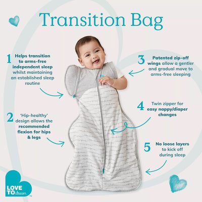 Love To Dream - Swaddle UP Transition Bag Grey Stripe Swaddles Love To Dream 