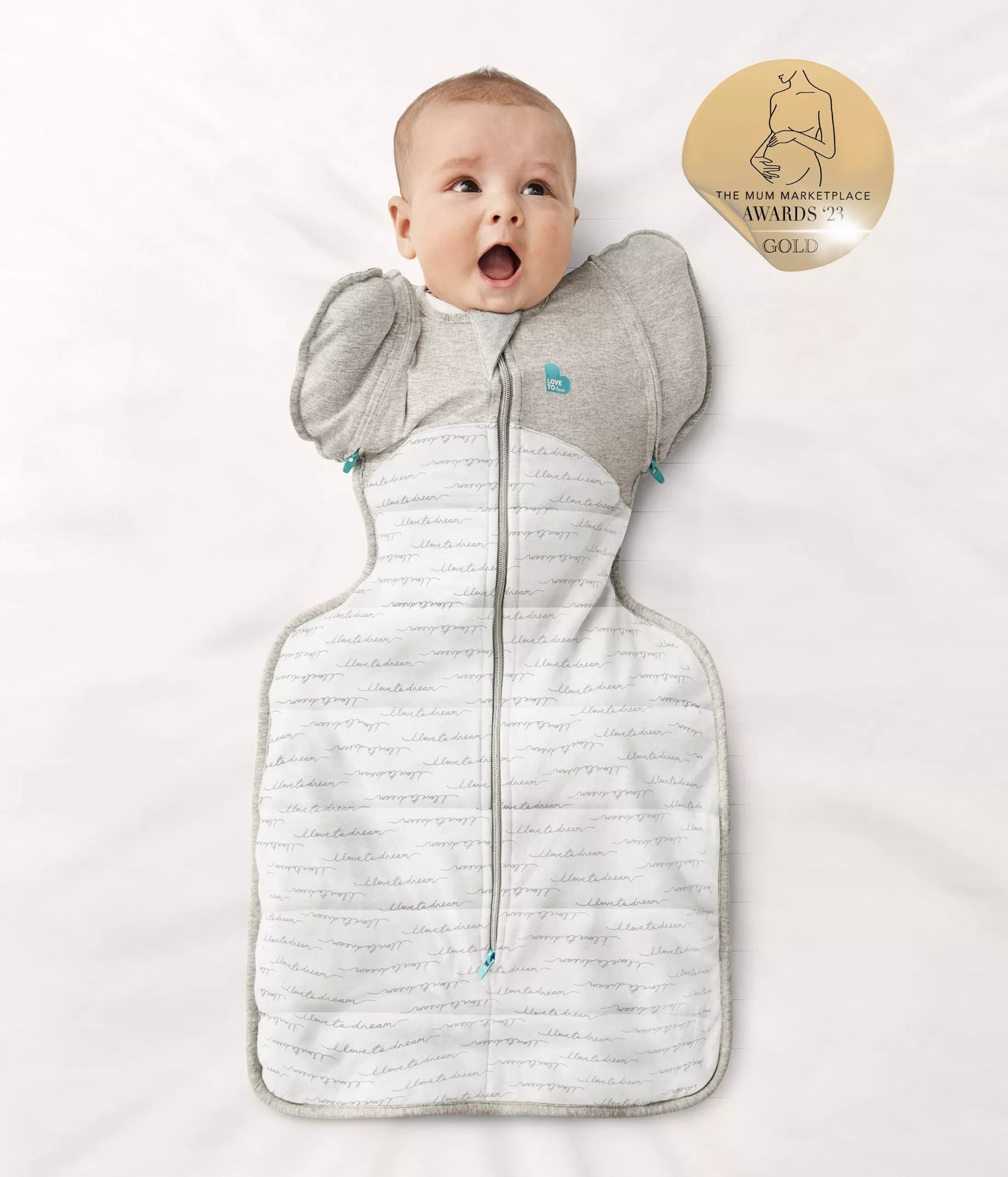 Love To Dream Swaddle UP Transition Bag - Zip-Off Wings, 100% Cotton, Medium 6-8.5kg, For Babies Learning To Roll