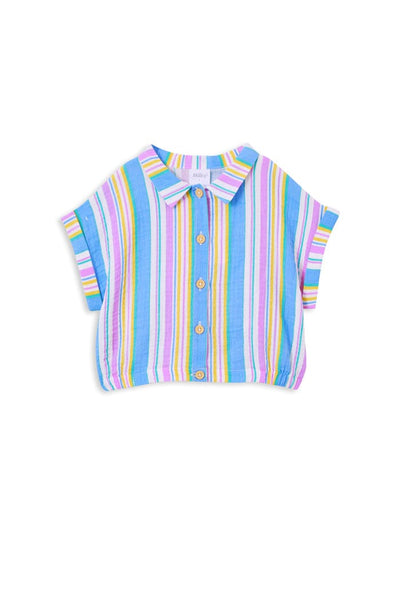 Milky - Crinkle Stripe Shirt Short Sleeve Shirt Milky 