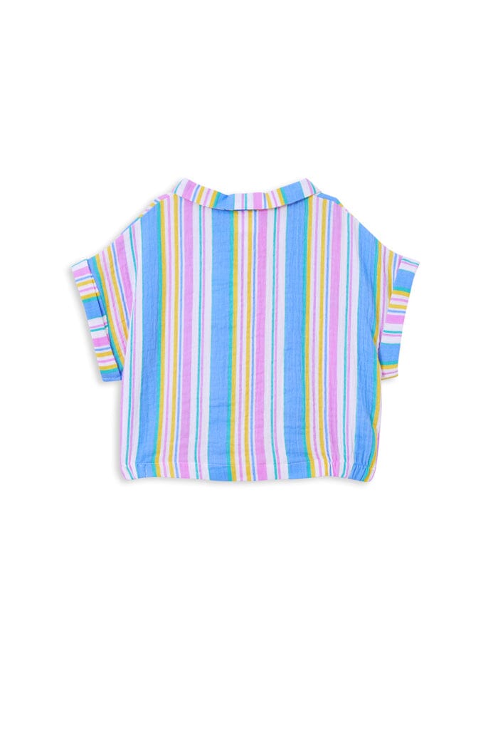 Milky - Crinkle Stripe Shirt Short Sleeve Shirt Milky 