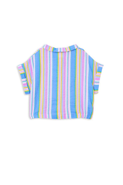 Milky - Crinkle Stripe Shirt Short Sleeve Shirt Milky 