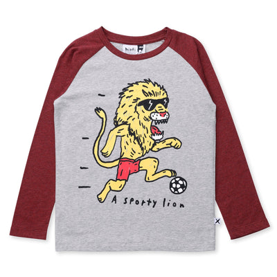 Minti A Sporty Lion Tee - Grey/Red Marle Long Sleeve T-Shirt Minti 