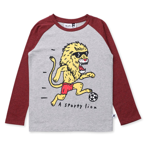 Minti A Sporty Lion Tee - Grey/Red Marle