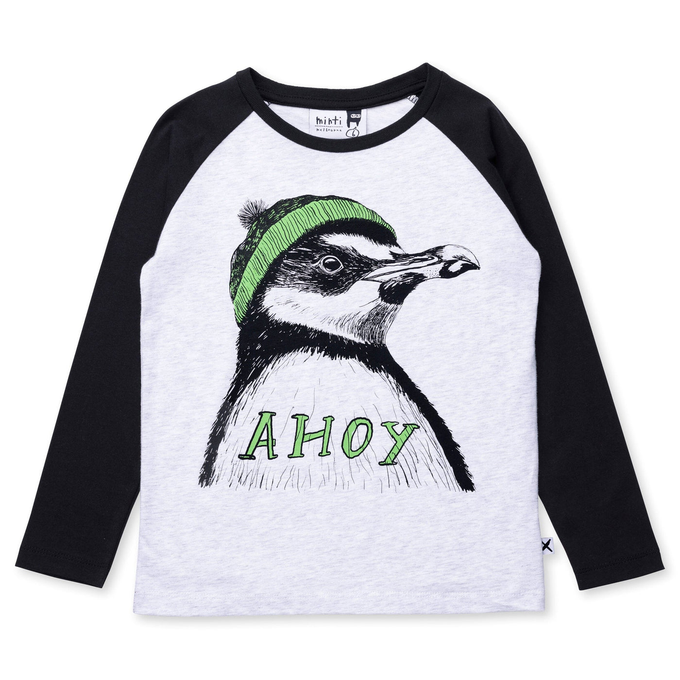 Minti Ahoy Penguin Tee - Grey Motley/Black Long Sleeve T-Shirt Minti 