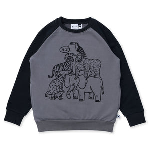 Minti Animal Pile Up Furry Crew - Dark Grey/Black