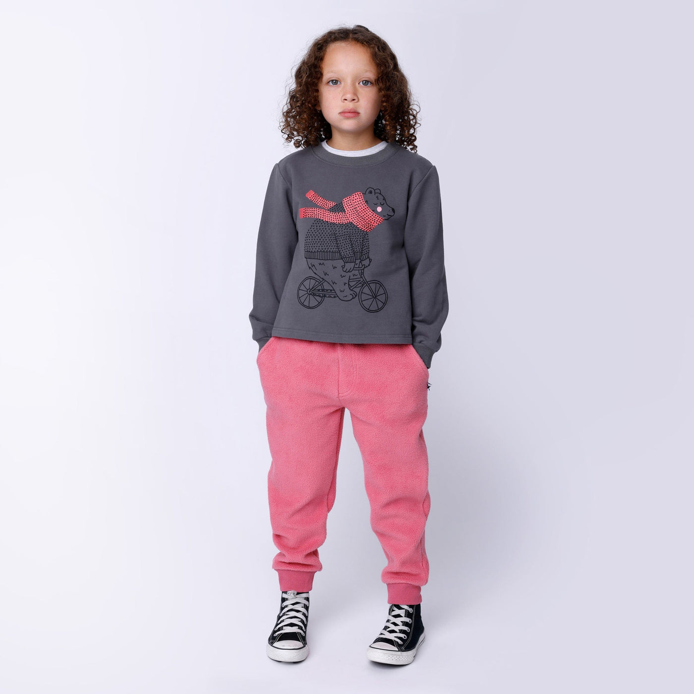 Minti Biking Bear Furry Crew - Dark Grey Jumper Minti 