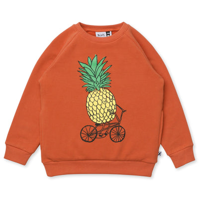 Minti Biking Pineapple Furry Crew - Orange Jumper Minti 
