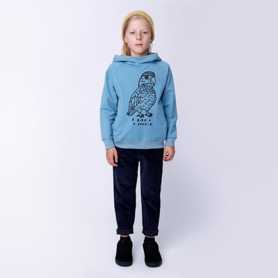 Minti Bird And A Beanie Furry Hood - Muted Blue Hoodie Minti 