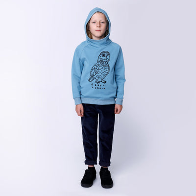 Minti Bird And A Beanie Furry Hood - Muted Blue Hoodie Minti 