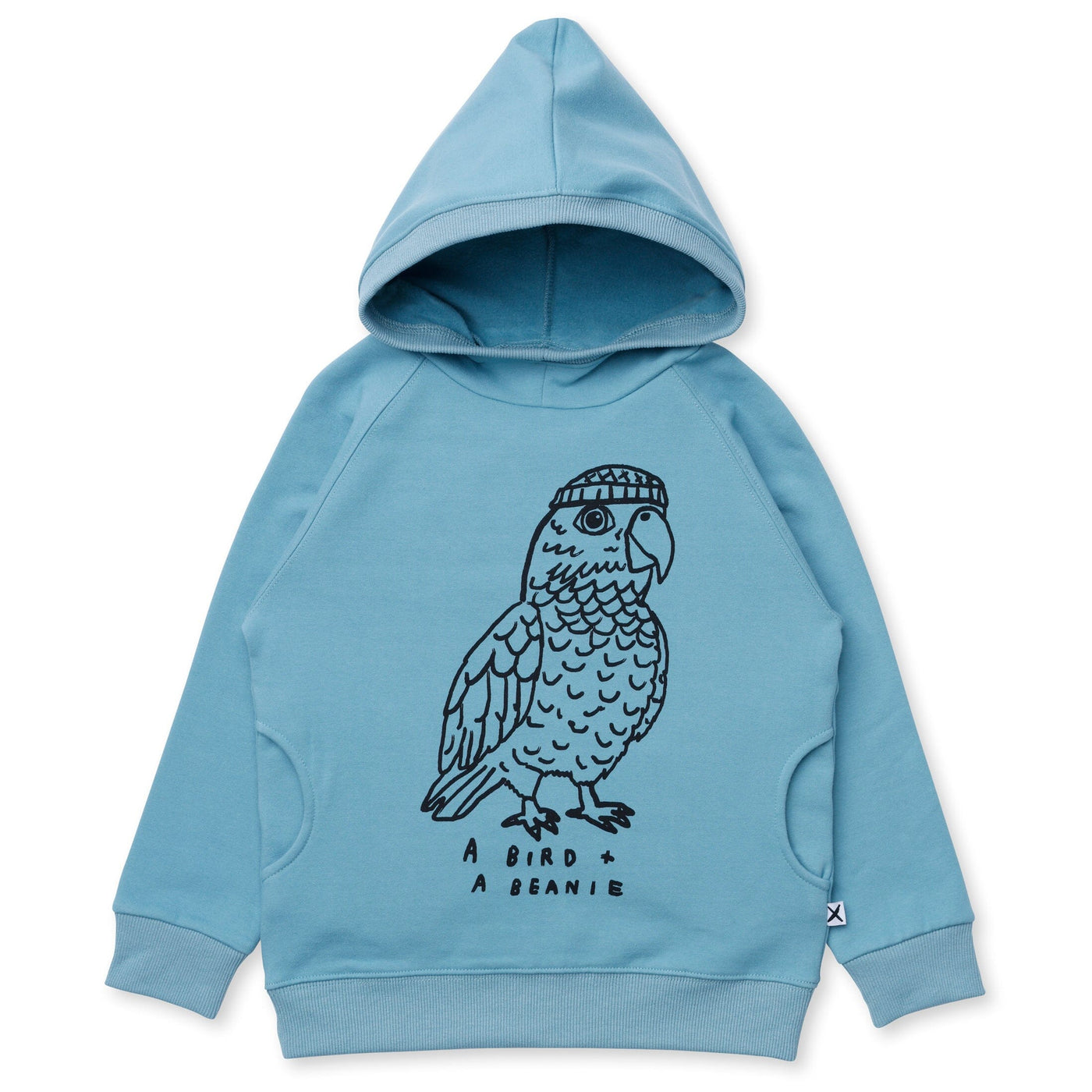 Minti Bird And A Beanie Furry Hood - Muted Blue Hoodie Minti 