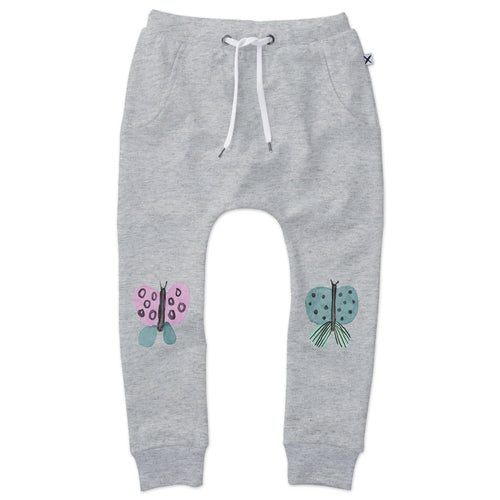 Minti Butterfly Knee Furry Trackies - Grey Marle