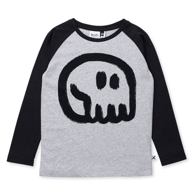 Minti Charcoal Skull Tee - Grey Marle/Black Long Sleeve T-Shirt Minti 