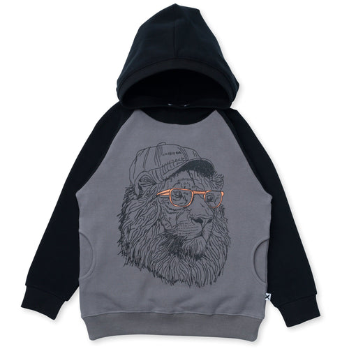 Minti Cool Lion Furry Hood - Dark Grey/Black