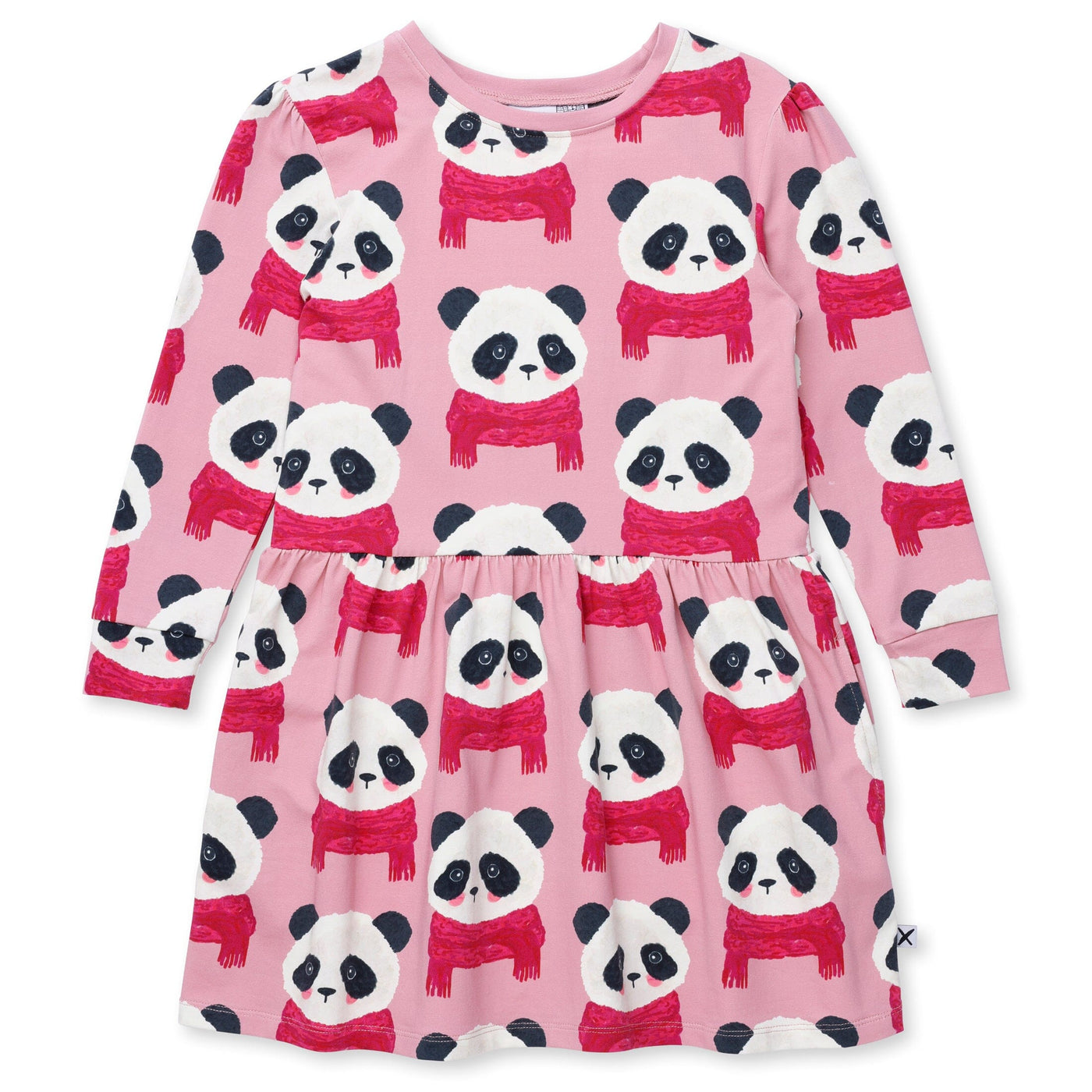 Minti Cosy Pandas Dress - Fuchsia Long Sleeve Dress Minti 