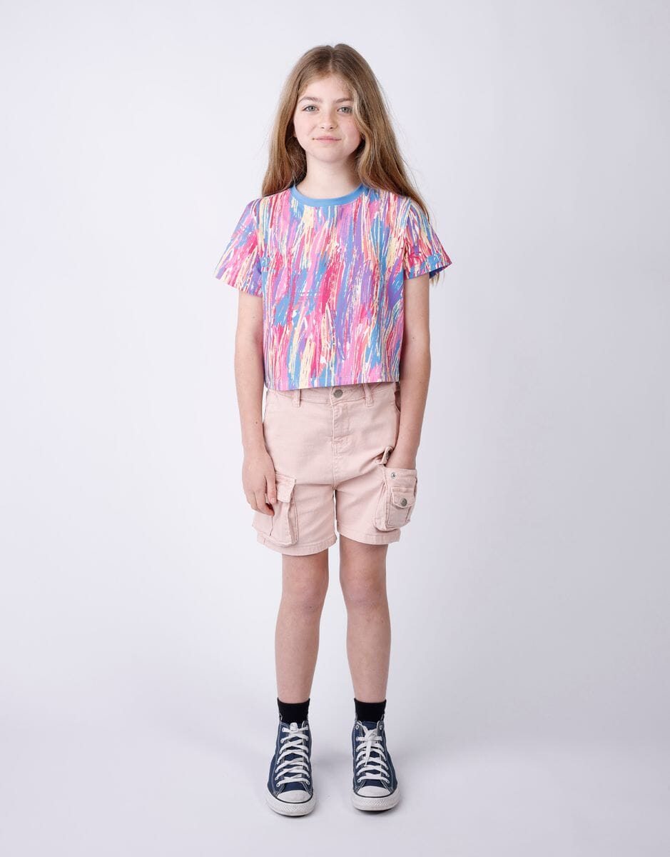 Minti - Crayon Cropped Tee | Multi Short Sleeve T-Shirt Minti 